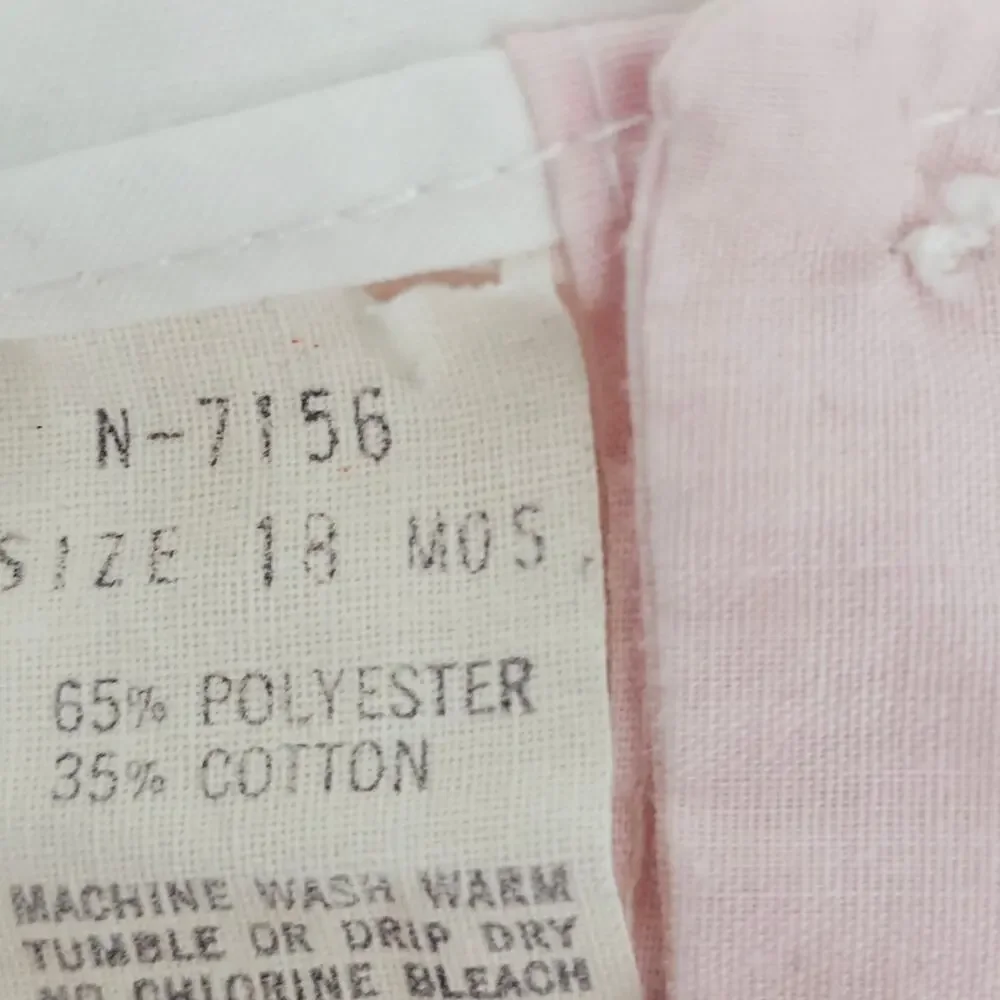 Vintage 70's Pastel Pink Lace Ruffle Frilly Smocked Dress Baby Girl 18 mo 4035